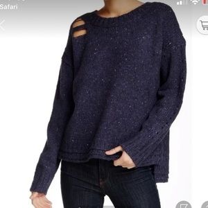 Wildfox Oversized Chunky Knit Gray Distressed Sweater Size Small